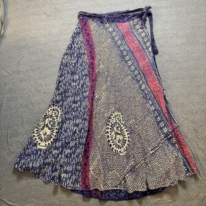 VTG India Imports Of Rhode Island Cotton Maxi Skirt Boho Gypsy Free Size XS-L